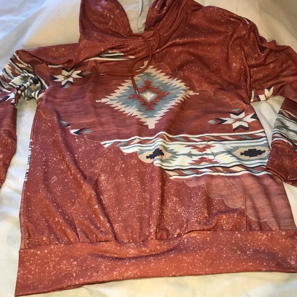 Aztec-Inspired Rust Hoodie - Picture 2 of 10